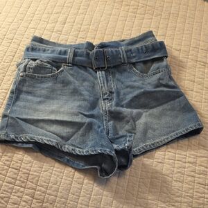 Sincerely Jules Light Blue High-Waist Denim Shorts with Belt